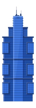 Modern blue skyscraper rising with communication antennas on its roof, symbolizing connectivity, progress, and architectural innovation in urban development vector
