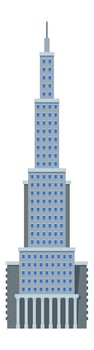 Empire State Building, featuring striking blue windows, an impressive antenna, and classical columns adorning the entrance, stands as an iconic landmark in the heart of New York City vector
