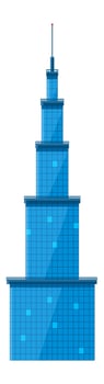Modern blue skyscraper rising majestically against the night sky, with illuminated windows casting a warm glow in the darkness, exemplifying cutting edge urban architecture and design vector