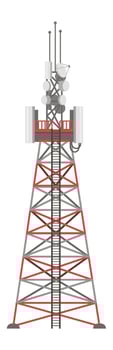 Telecommunication tower with antennas and satellite dish is connecting people and providing reliable communication services in a modern world vector