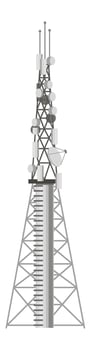 Telecommunication tower standing tall, equipped with satellite dishes and antennas, ensuring seamless connectivity and facilitating global communication networks vector