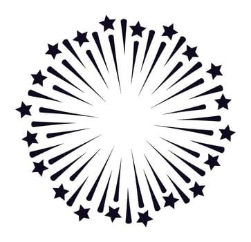 Firework bursting with vibrant radial lines and sparkling stars, creating a joyful and festive atmosphere ideal for celebrations, holidays, and special occasions vector