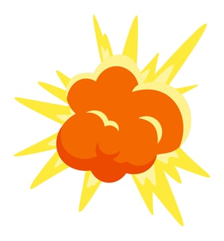 Bomb explosion expanding with yellow rays, creating a dynamic and vibrant effect, perfect for action scenes or emphasizing dramatic moments vector