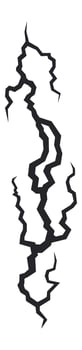 Displaying multiple deep cracks forming a vertical, jagged line across a white background, illustrating themes of brokenness, damage, and a fractured surface vector