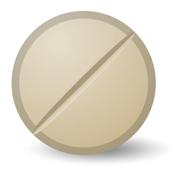 Single round beige pill casting a soft shadow on a clean white background, symbolizing key themes of medicine, healthcare, and pharmaceutical innovations vector