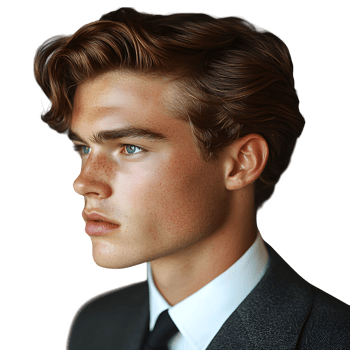 Young Man with Freckles and Stylish Hair in a Suit against a Transparent Background png