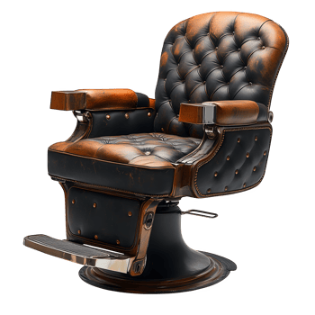 Vintage Leather Barber Chair Antique Furniture Classic Design Stylish Salon Decor png