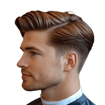 Stylish Men's Hairstyle Side Part Pompadour Hair Cut for Modern Gentleman png