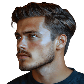 Handsome Man Profile Portrait with Stylish Hairstyle and Goatee png