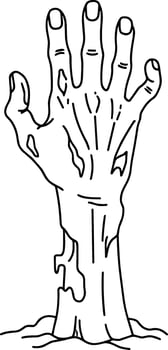 Zombie Hand Rising from Ground - Spooky Line Art Illustration for Halloween vector