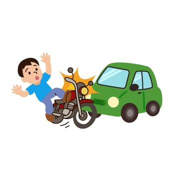 traffic accident. car crash motercycle on road vector
