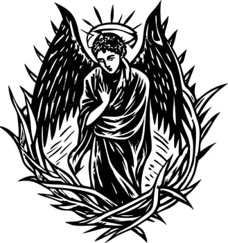 A sketchy style illustration representing an angel blessing vector