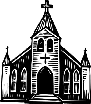 A sketchy style illustration of a church building vector