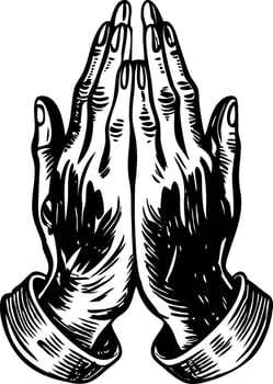 A vintage style illustration representing prayer hands vector