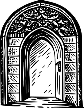 A vintage style illustration representing an arched entry vector