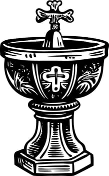 A drawing style illustration of a baptism font vector
