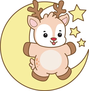 Baby deer stand up in the moon. vector