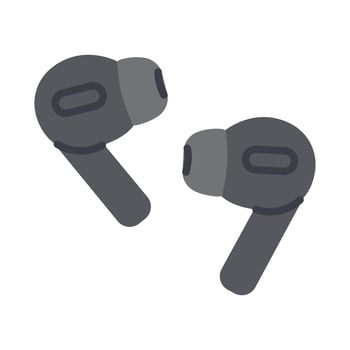Wireless earbuds. In-ear headphones. Modern earphones. Audio device. Sound headset. Electronic gadget. Smartphone accessory. Listening to music. Flat illustration isolated on white background vector