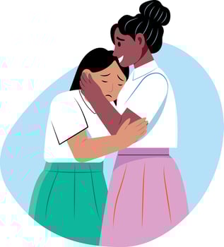 A girl consoling his friend, flat style illustration vector