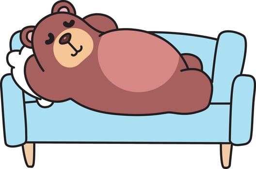 Baby bear lay in the chair vector