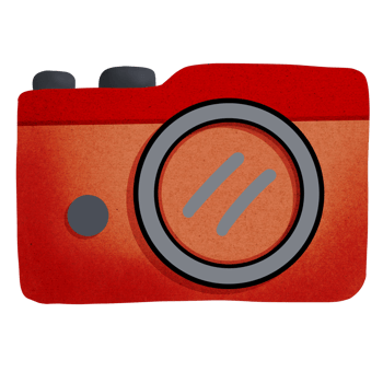 a red camera icon on a transparent background png