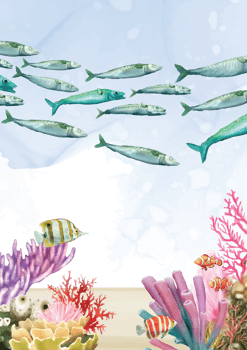 exotic ocean life watercolor background png