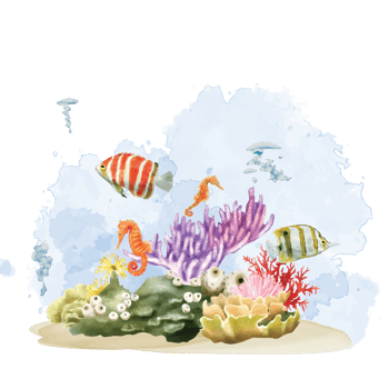 sea life watercolor background png
