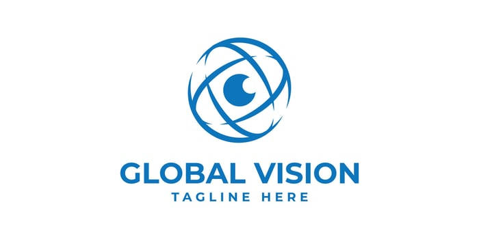 Logo design global vision, globe, eye, lens, camera, minimalist, technology, logo design icon, , symbol, idea, creative. illustration. vector