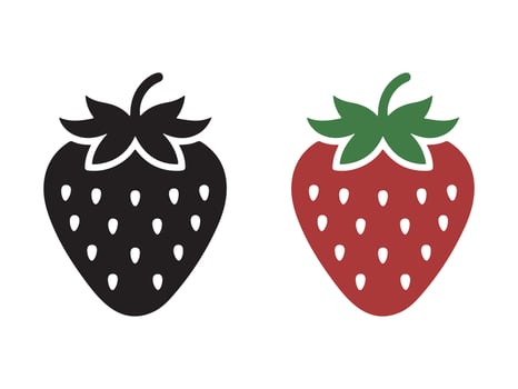 Two contrasting strawberry silhouettes for design elements vector