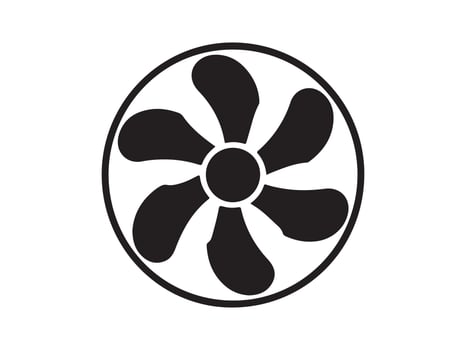 A clean, minimalist illustration of a ceiling fan. vector