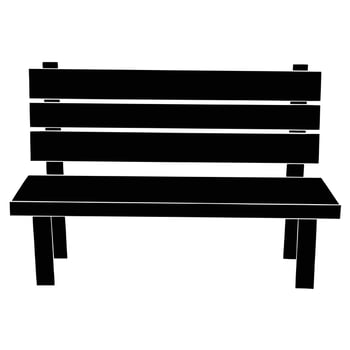 Simple Black Park Bench Silhouette Isolated On White Background For Graphic Design vector