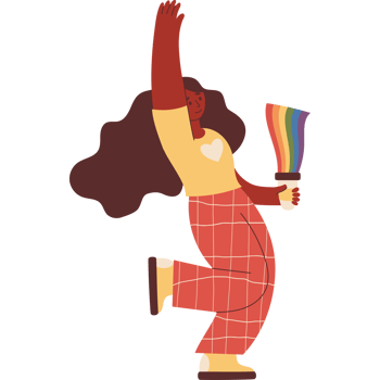 Happy LGBTQ Ethnic Woman Dancing. Pride Month. Festive Lesbian Girl png