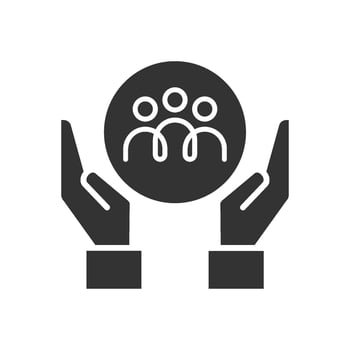 Community support and care icon. This can be used in various design projects related to social responsibility, togetherness, teamwork, loyalty, charity, insurance, protection or helping others vector