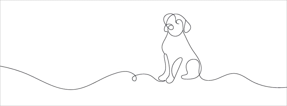 Cute puppy animal silhouette one line drawing vector
