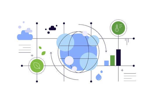 Global processes. Natural cycles. Scheme. Climate change infographic vector