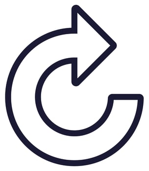 Clockwise rotation arrow icon isolated on white background. vector
