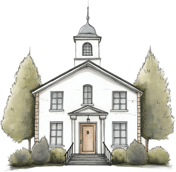 A drawing of a church with a steeple png