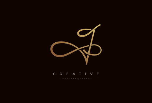 Letter J calligraphy Logo, Luxury letter J with infinity icon combination vector