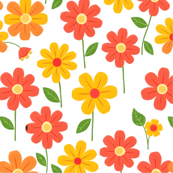 Seamless geometric floral textile with modern Scandinavian pattern. . png