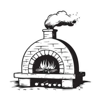 Rustic Brick Stone Firewood Stove for Home Bakery Oven vector