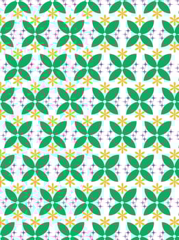 A green and yellow pattern with flowers vector