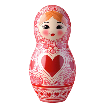 Cute Russian Matryoshka Doll Holding A Heart Isolated On Transparent Background png