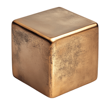 Bronze cube isolated on a transparent background png