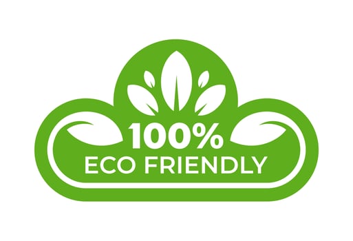 100 percent Eco friendly logo with simple flat leaf for icon, label, insigna, seal, tag, sign, seal, symbol, badge, stamp, sticker, emblem. Illustration vector