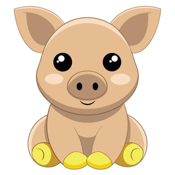cute little pig sitting on the floor illustration vector