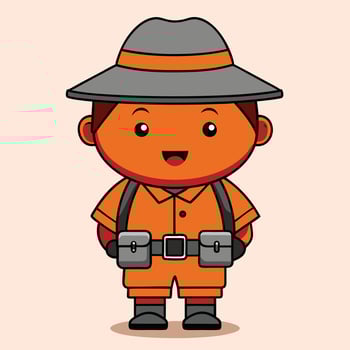 a cartoon character wearing an orange outfit and hat vector
