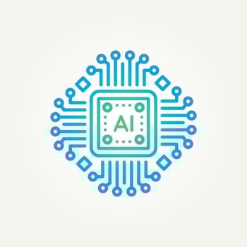 minimalist artificial intelligence chipset technology line art icon logo illustration design vector