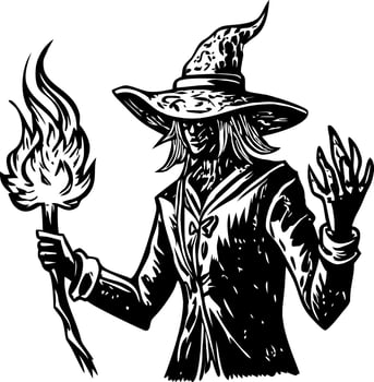 An icon of fire mage designed in drawing style vector