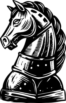 A sketchy style icon of chess knight vector