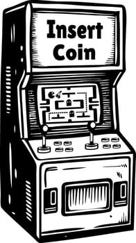 A vintage style icon depicting classic arcade game vector